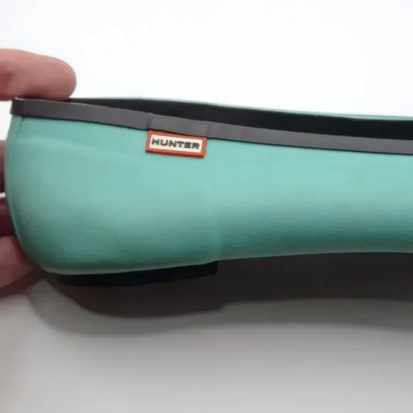 Hunter Womens Ballet Flats Size 9 Rubber Aqua Slip-On Shoes Round Toe Black Trim - Picture 4 of 7